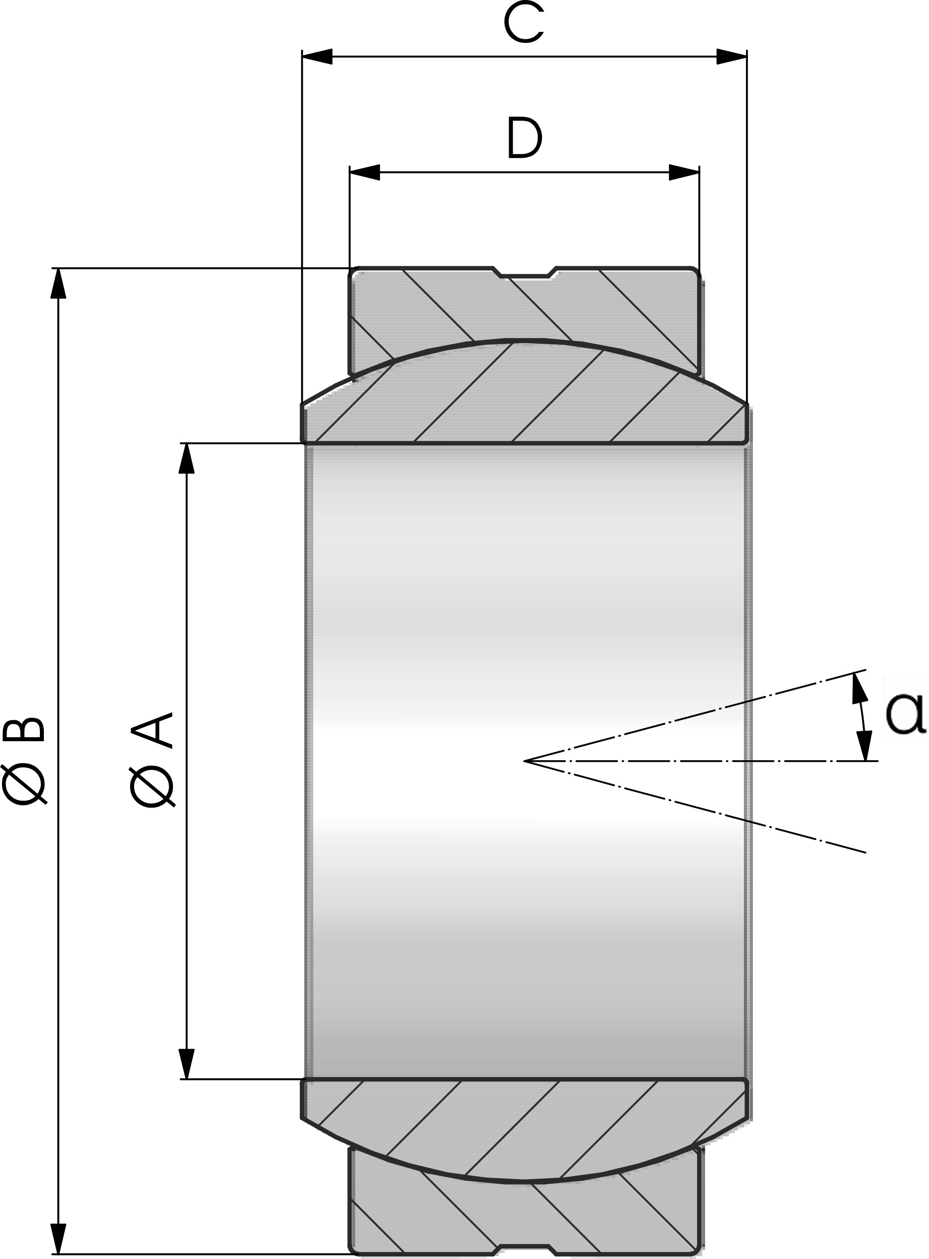 CABEZA DE RÓTULA ESFÉRICA RADIAL GE-TGR